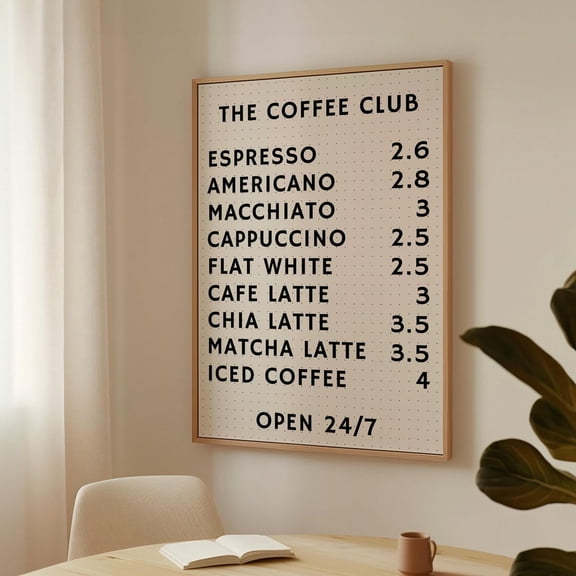 Retro Coffee Menu Print: Trendy Kitchen Coffee Bar Art () #55, Unframed Canvas Size 12x18