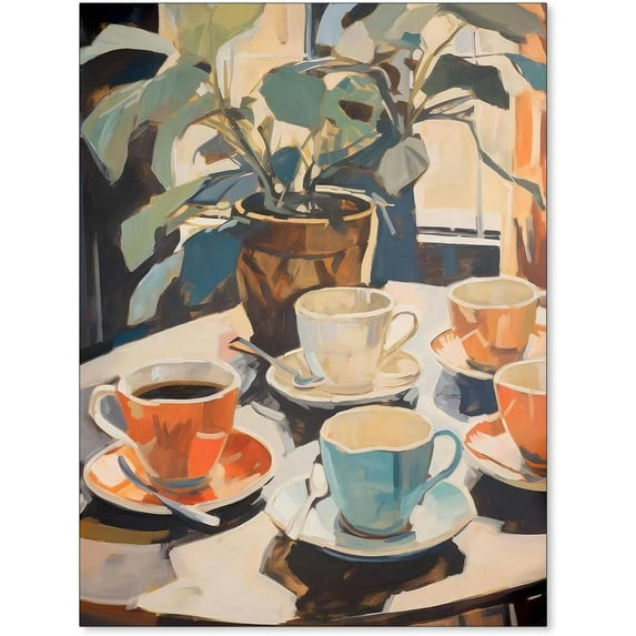 Retro Coffee Painting Canvas Wall Art Vintage Travel Food Posters Bar Cart Decor Cozy Kitchen Art Wall Decor for Coffee Shop Home Bar 08x10 inch Unframed