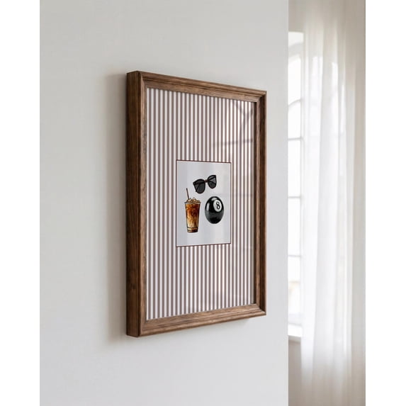 Retro Coffee Poster, Iced Sunglasses And 8 Ball, Striped Aesthetic, Fun ...