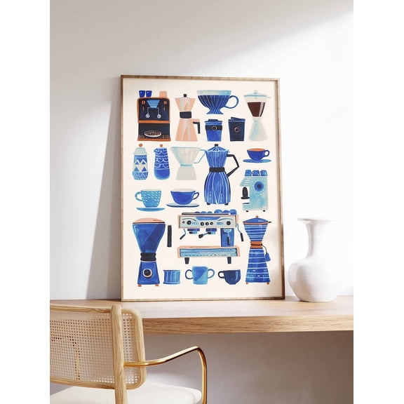 Retro Coffee Print, Unframed Paper Poster 8x10in