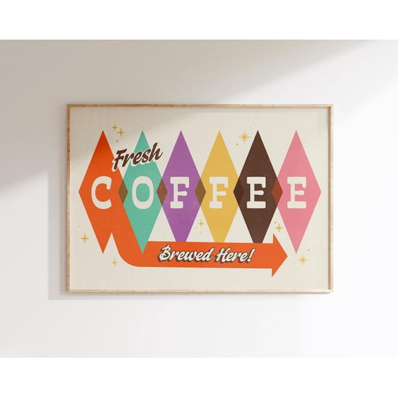 Retro Coffee Print Vintage Coffee Lover Wall Art Trendy Kitchen Cafe ...