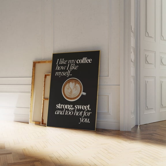 Retro Coffee Quote Preppy Kitchen Decor Trendy Aesthetic Latte Art, Unframed Canvas Size 12x18