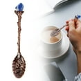 thumbnail image 1 of Retro Coffee & Tea Spoons, Natural Crystal Raw Stone Spoon, Long Handle Mixing Spoons, Retro Carved Mixing Spoon, Household Flatware Spoon for Kitchen Blue 1.1x4.33 In (1Pcs), 1 of 9