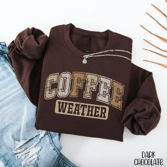 Retro Coffee Weather Sweatshirt Fall Coffee Lover Crewneck