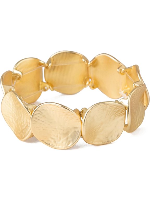 Retro Coin - Shaped Bracelet, Gold/Silver Tone Textured Hammered Bracelet/Gold/Silver Christian Faith Gift Bracelet for Women Men, Vintage Style Accessory for Daily Wear & Special Occasions