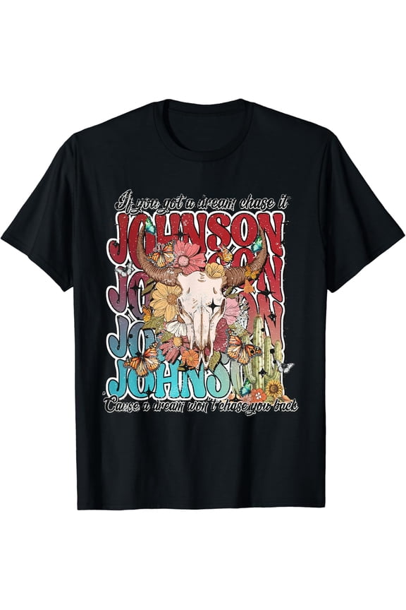 Retro Cojo Johnson Bull Skull Music Country 70S Cowboy Boots T-Shirt