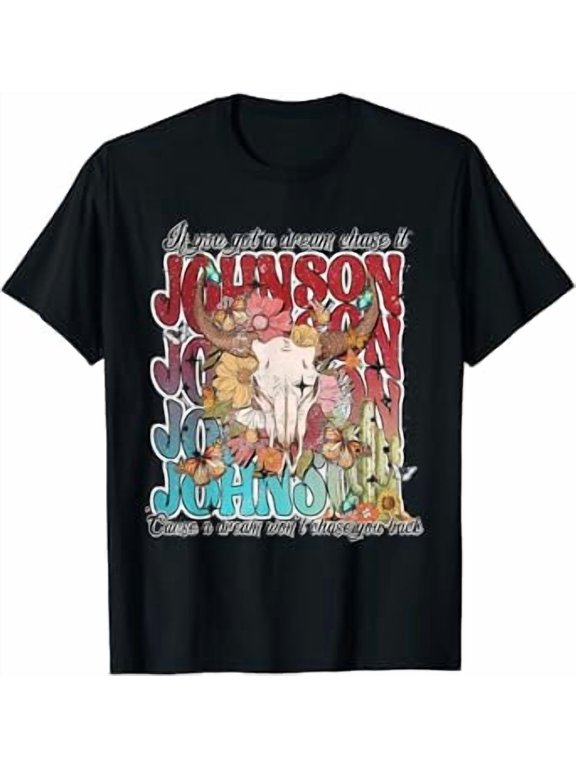 Retro Cojo Johnson Bull Skull Music Country 70s Cowboy Boots T-Shirt