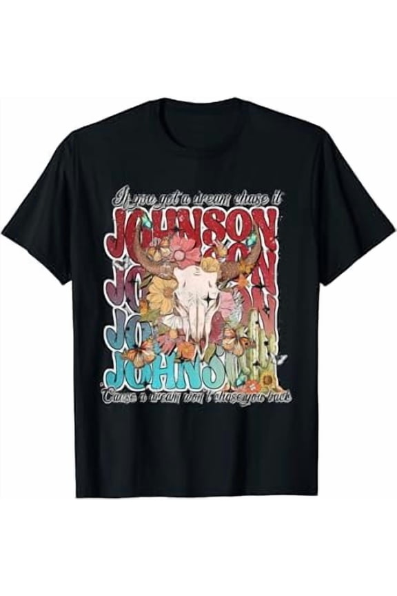 Retro Cojo Johnson Bull Skull Music Country 70s Cowboy Boots T-Shirt