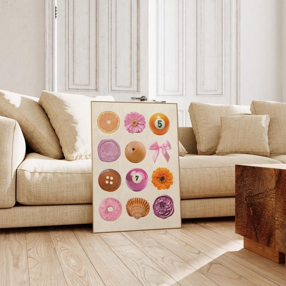 Retro Collage Pink Icon Grid Vintage Poster Unframed Paper Print