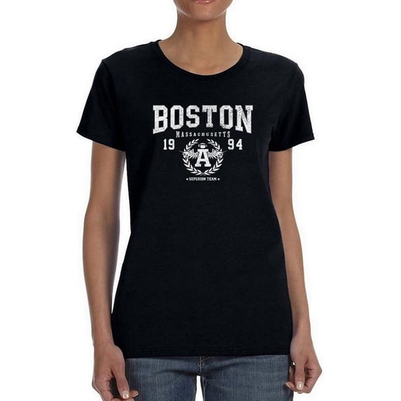 Retro College Boston Garland Shaped T-Shirt Women -Image by Shutterstock, Female x-Large