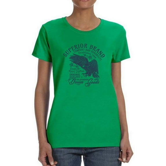 Retro College Superior Denim Shaped T-Shirt Women -Image by Shutterstock, Female Medium