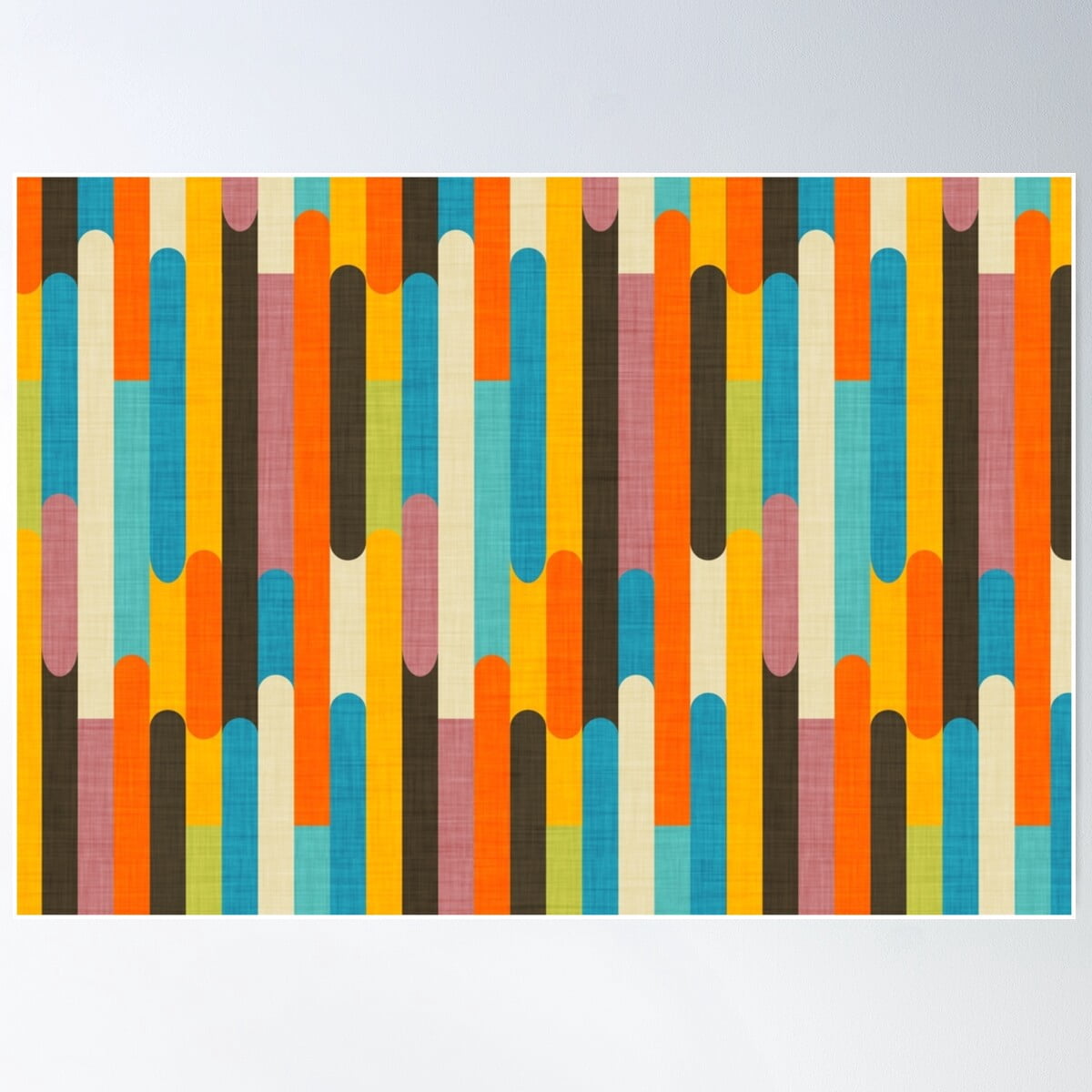 Retro Color Block Popsicle Sticks Orange Poster Wall Art, Modern Wall ...