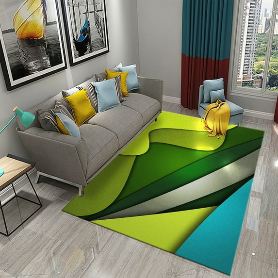 Retro Color Striped Waves Carpet for Living Room Sofa Floor Rug Bedroom Simplicity r Floor Rugs Bathroom Non-slip Area Mats