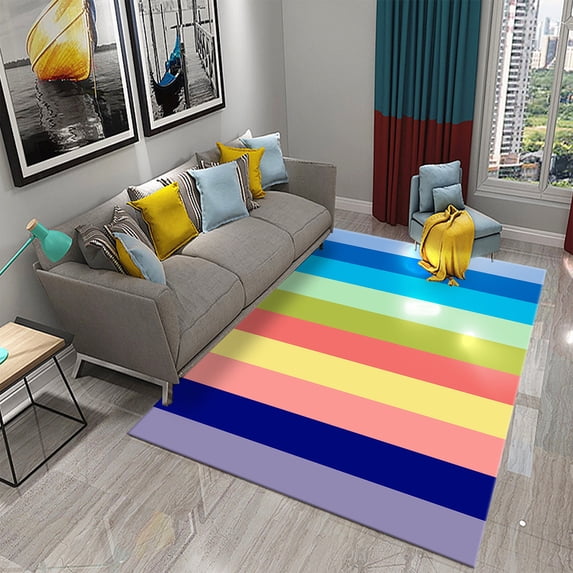 Retro Color Striped Waves Carpet for Living Room Sofa Floor Rug Bedroom Simplicity r Floor Rugs Bathroom Non-slip Area Mats