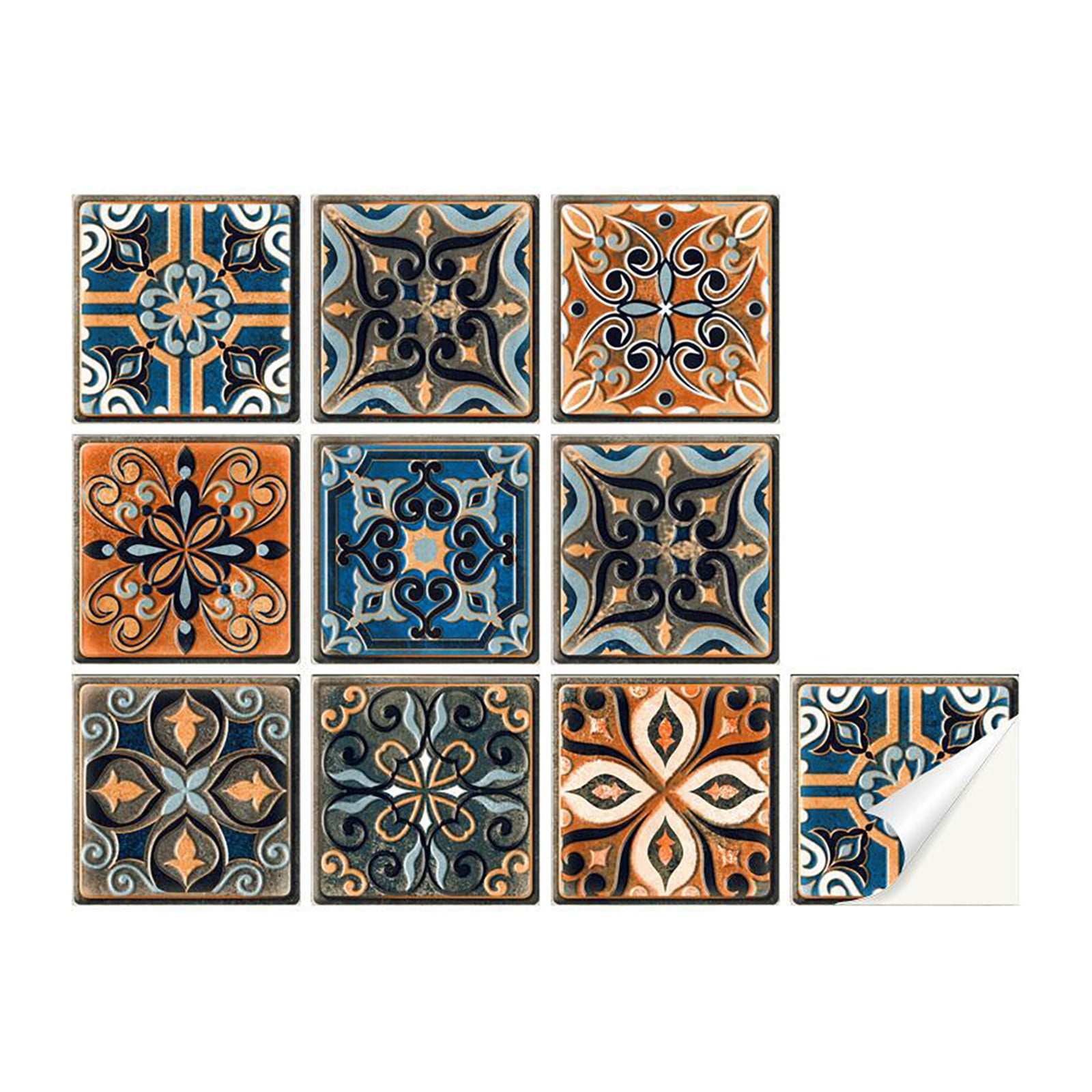 Retro Color Tiles Pattern Tile Stickers Home Decor DIY Self Film Wall
