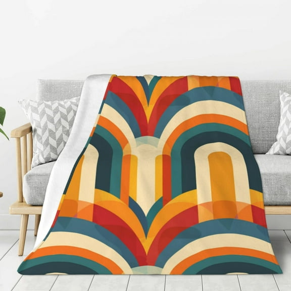Retro Color Vibrant Lightweight Plush Fuzzy Cozy Soft Blankets 40"X30"
