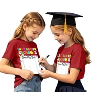 Retro Colorful Last Day of School T Shirt for Kids - Funny Summer Vacation Autograph Tee for Boys and Girls Toddler End of Year Class Party Graphic Shirt