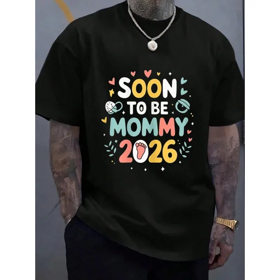 Retro Colorful Soon To Be Mommy 2026 T-Shirt Cute Expecting Mother Announcement Apparel Funny Pregnancy Reveal Top Gift For Her