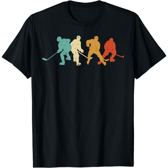 Retro Colors Ice Hockey Players Sports Men Women Boys Girls T-Shirt