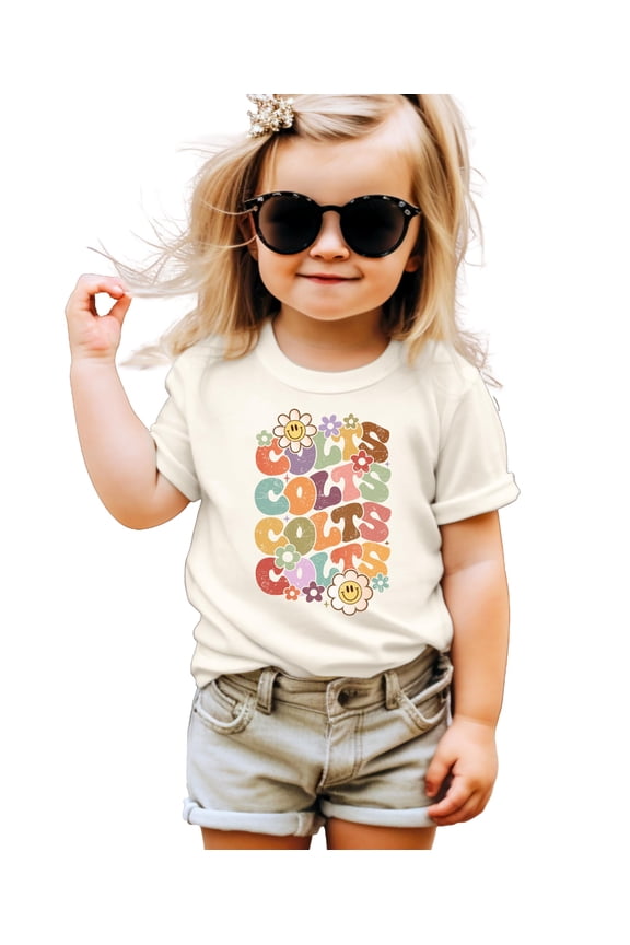 Retro Colts Shirt for Kids Teens Adults Cute Girly Team Spirit School Pride Colts Fan Tee Natural Shirt 18 Months