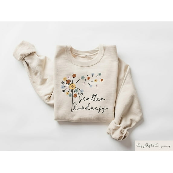 Retro Comfort Be Kind Sweatshirt, Scatter Kindness T-shirt, Inspirational Positive Quote Shirt, Dandelion Design