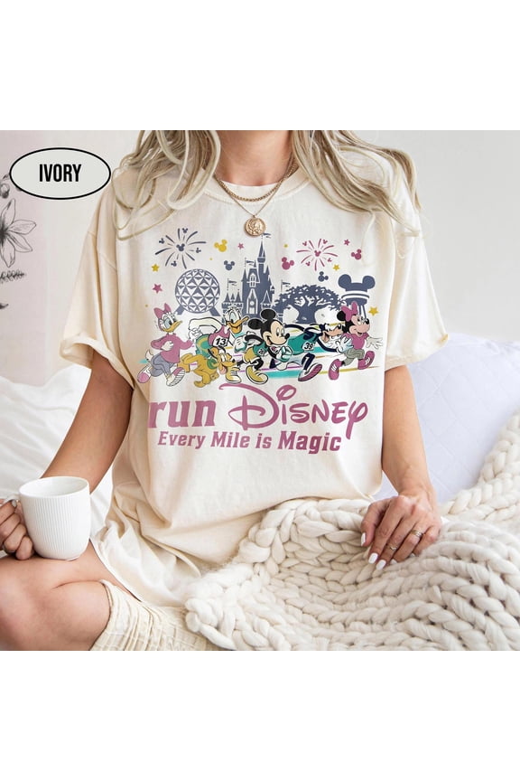 Retro Comfort Colors Mickey & Friends RunDisney Shirts, Every Mile Is Magic Tee, Disney World Marathon Weekend 2026, Matching Family Run Tee