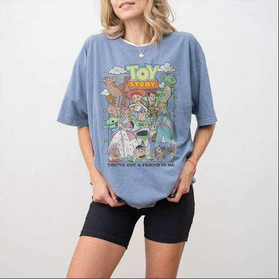 Retro Comfort Colors You've Got A Friend In Me Toy Story T-Shirt, Disney Pixar, Woody Buzz Toy Story Party 2025 Shirt,Blue Jean Color,Size 2XL