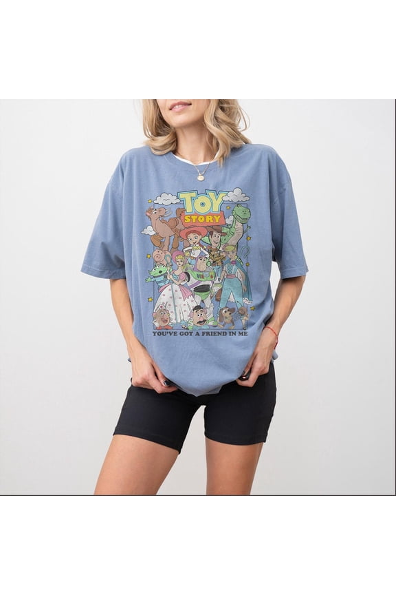 Retro Comfort Colors You've Got A Friend In Me Toy Story T-Shirt, Disney Pixar, Woody Buzz Toy Story Party 2025 Shirt,Blue Jean Color,Size 2XL
