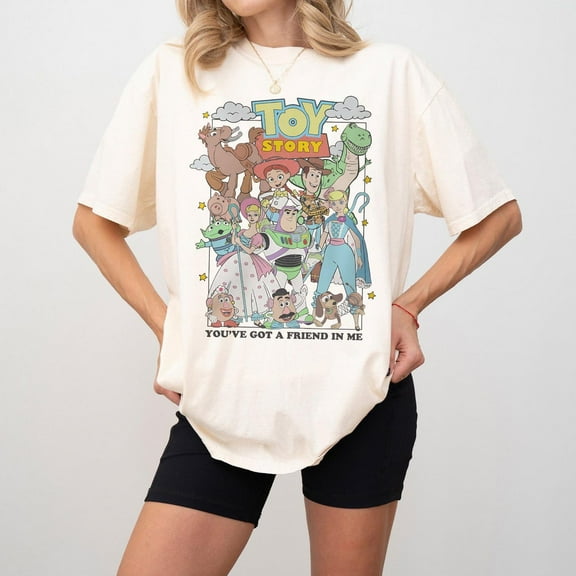 Retro Comfort Colors You've Got A Friend In Me Toy Story T-Shirt, Disney Pixar, Woody Buzz Toy Story Party 2025 Shirt,Ivory Color,Size 2XL