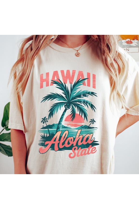 Retro Comfort Hawaii Shirt Aloha State Tshirt Trendy Summer Tee Retro Summer Holiday Gift