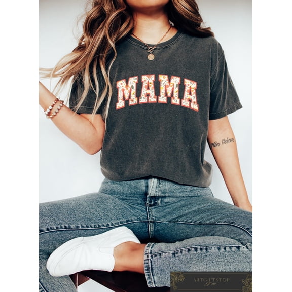 Retro Comfort Mama Shirt, Boho Mama T-shirt, Floral Mom T-shirt, Women's Aesthetic, New Mom Crewneck, Flowers Grandma Tee, F3306