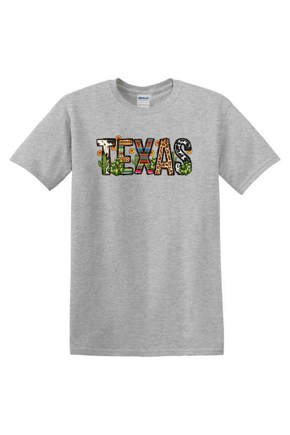 Retro Comfort Texas Cactus Sunflower Texas State Texans Leopard Texas Travel T-shirt