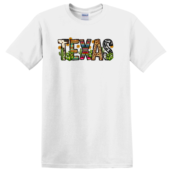 Retro Comfort Texas Cactus Sunflower Texas State Texans Leopard Texas Travel T-shirt