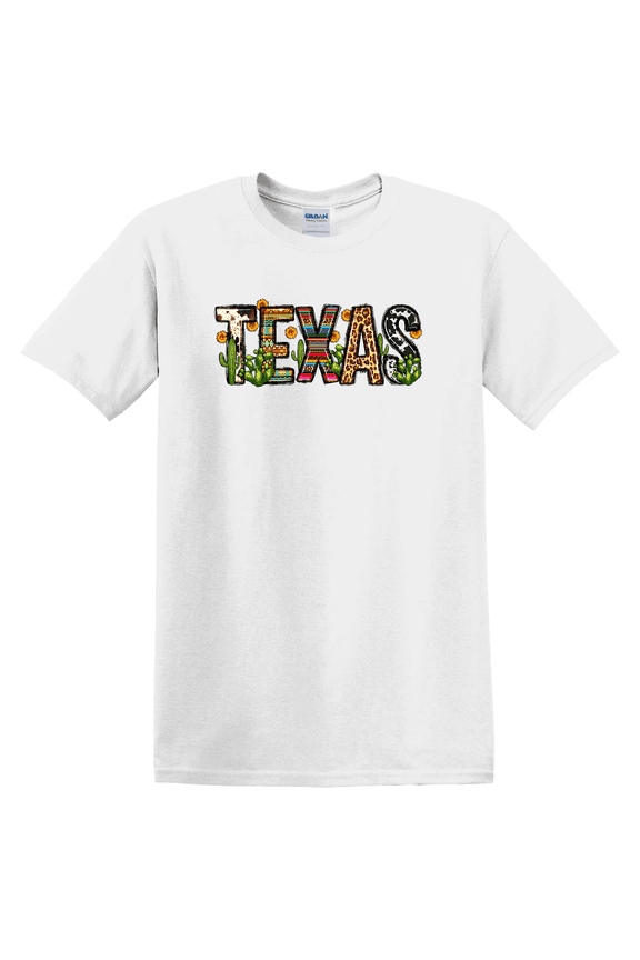 Retro Comfort Texas Cactus Sunflower Texas State Texans Leopard Texas Travel T-shirt