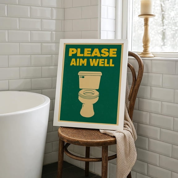 Retro Comic Bathroom Wall Art, Unframed Canvas Size 8x12