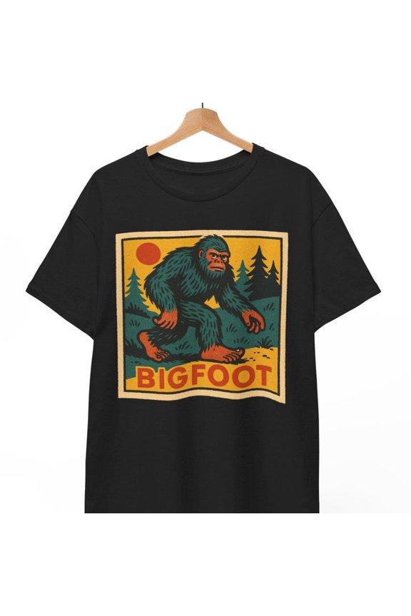 Retro Comic Graphic Shirt, Vintage Bigfoot Sasquatch Illustration Tee, Unisex Cotton T-Shirt, Size S-5XL