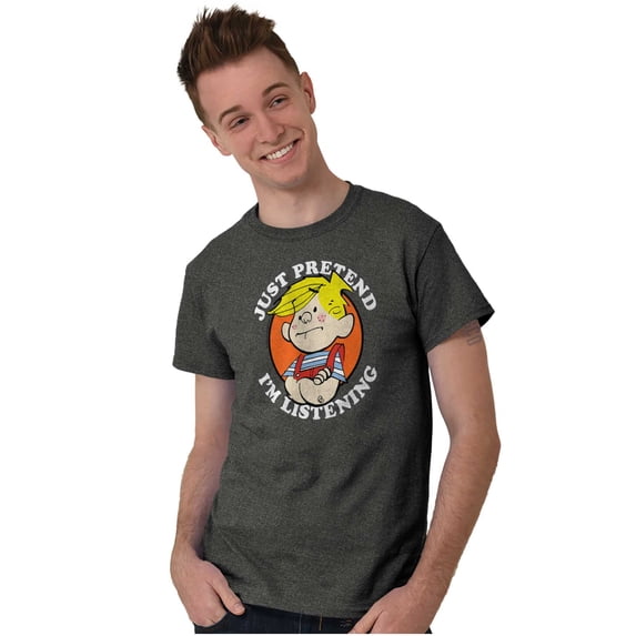 Retro Comic Pretend Im Listening Men's Graphic T Shirt Tees Brisco Brands M