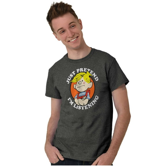 Retro Comic Pretend Im Listening Men's Graphic T Shirt Tees Brisco Brands M