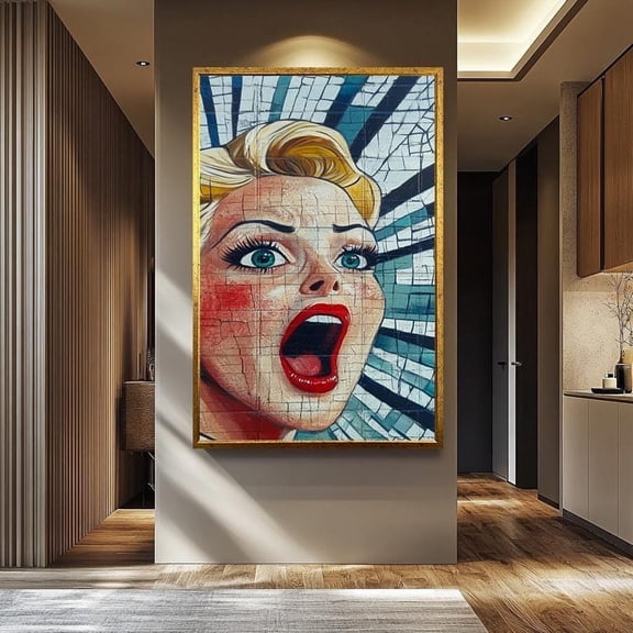 Retro Comic Scream Woman Poster, Unframed Paper Poster 8x10in