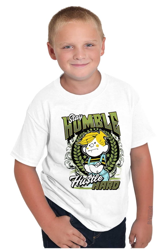 Retro Comic Stay Humble Hustle Hard Boys Kids T Shirt Tees Tops Teen Brisco Brands S