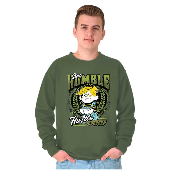 Retro Comic Stay Humble Hustle Hard Men's Crewneck Sweatshirt Brisco Brands S