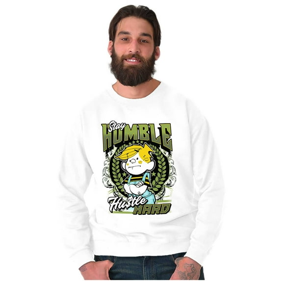 Retro Comic Stay Humble Hustle Hard Men's Crewneck Sweatshirt Brisco Brands X