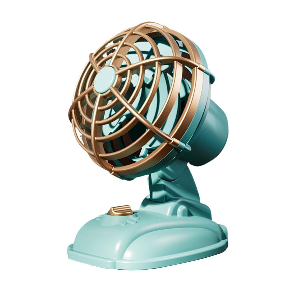 Retro Compact Table Fan, Ultra-Quiet with 400mAh Battery, 3-Speed ...