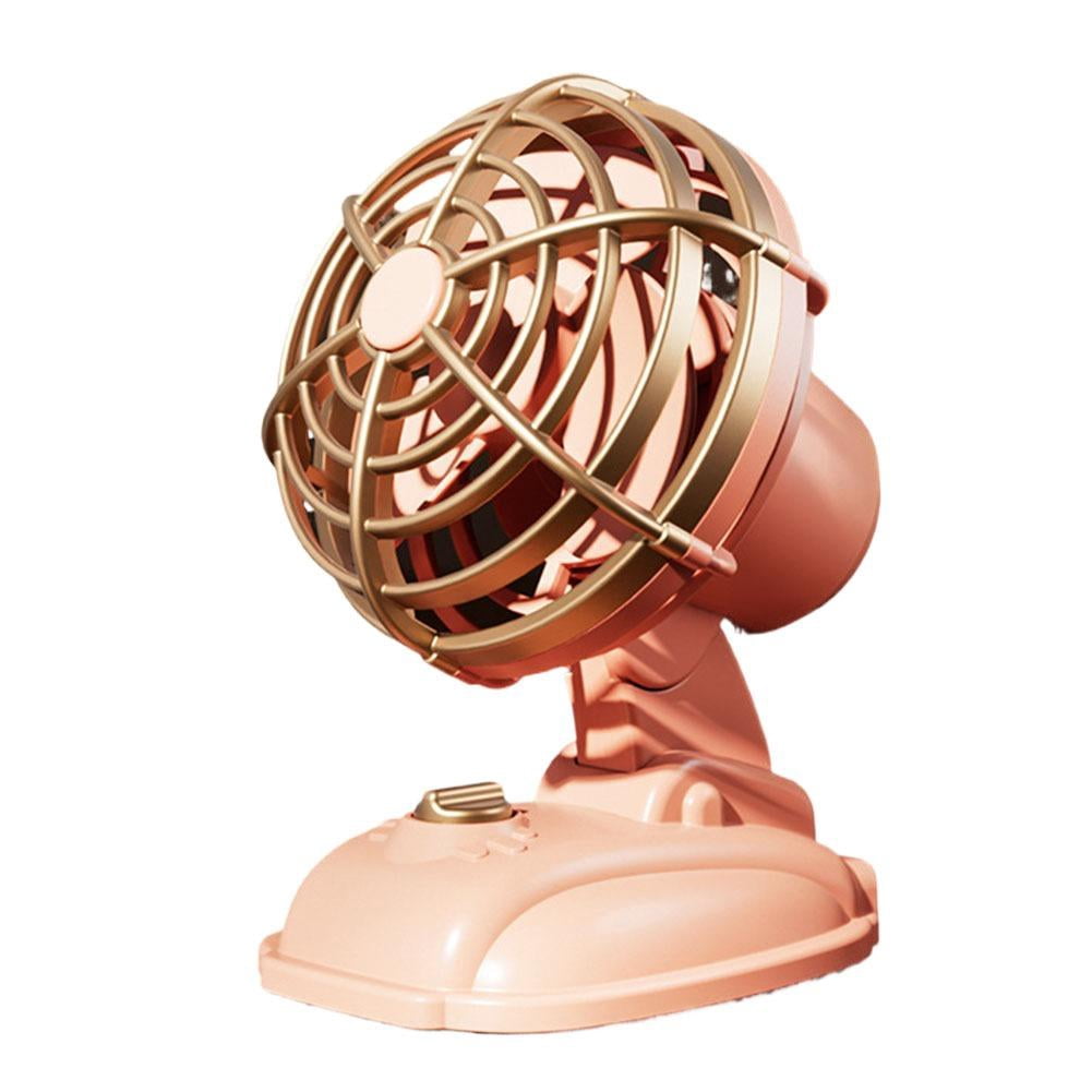 Table Fan Small Study Retro Compact Table Fan, Ultra-Quiet with 400mAh Battery, 3-Speed ...