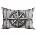 thumbnail image 1 of Retro Compass Coastal Throw Pillow Cover 20 x 26 Inch Decorative Pillow Cover Nautical Summer Beach Ocean Lumbar Pillowcase Seasonal Rectangle Cushion Case for Couch Sofa Bed Living Room, 1 of 7