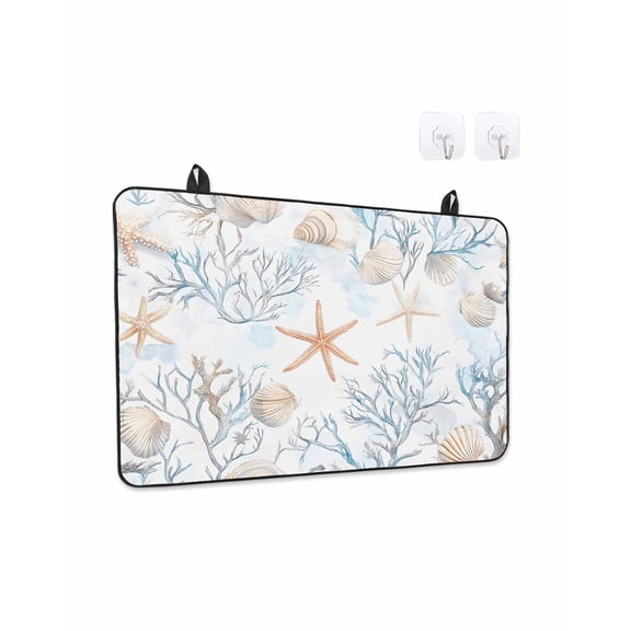 Retro Compass Stove Top Covers for Electric Stove, 36'x21'' Navigation Compass Wood Grain Glass Ceramic Stove Cover Foldable Rubber Mat Heat Resistant Cooktop Protector for Kitchen