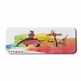 thumbnail image 1 of Retro Computer Mouse Pad, Woman on a Pink Motorcycle Trend Vogue Fashion in Paris Eiffel Tower Art Print, Rectangle Non-Slip Rubber Mousepad Large, 31" x 12" Gaming Size, Orange and Red, by Ambesonne, 1 of 2