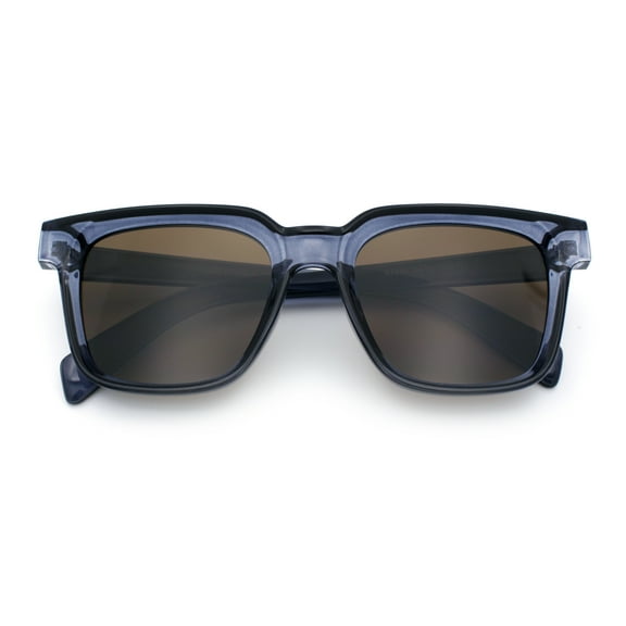 Retro Concave Curved Hipster Horn Rim Plastic Sunglasses Navy - Brown