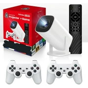 Retro Console & Projector - Built in 40,000+ Games with 40+ Emulators, Kothab Retro Console Projector, 4K HDMI Output HD Projector with 2 2.4G Wireless Controllers, Support 23 Languages