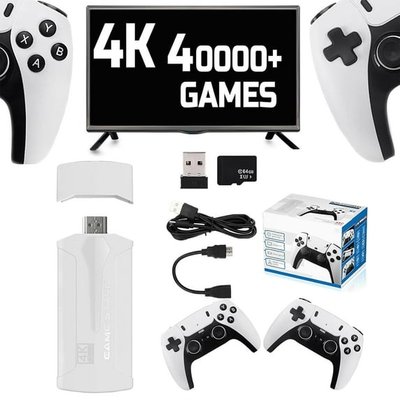 Retro Console, Retro 4k Gaming Stick Pro, Retro Console Gamepad Controller for Boy Gift, Home Game, Entertainment (128)